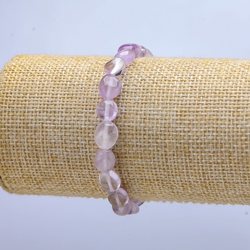 Natural Amethyst Bracelet on Elastic, tumbled beads, diameter 8x10mm(+/-), length 18cm+