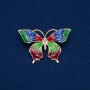Sale! Butterfly Brooch Gold-Tone Metal, Enamel and White Rhinestones 30x50mm +