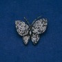 Sale! Butterfly Brooch Silver-Tone Metal, Black and White Rhinestones 44x48mm +