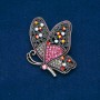 Sale! Butterfly Brooch Gold-Tone Metal, Multicoloured Rhinestones 50x60mm +