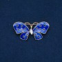 Sale! Butterfly Brooch Gold-Tone Metal, Enamel and White Rhinestone 48x24mm +