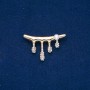 Brooch Gold-Tone Metal, White Rhinestones and Bead 43x28mm +