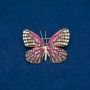 Sale! Butterfly Brooch Gold-Tone Metal, Pink, Gold and White Rhinestones 38x47mm +