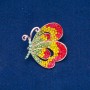 Sale! Butterflies Brooch Gold-Tone Metal, Green, Yellow and Red Rhinestones 43x43mm +