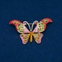 Sale! Butterflies Brooch Gold-Tone Metal, Multicoloured Rhinestones 64x37mm +