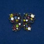 Sale! Butterfly Brooch, Dark Gold-tone Metal, White Rhinestones 38x54mm +