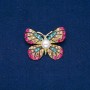 Sale! Butterfly Brooch, Gold-tone Metal, Multicoloured Rhinestones and Bead 33x42mm +