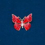 Sale! Butterfly Brooch, Gold-tone Metal, Red Enamel and White Crystals 32x37mm +