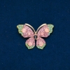 Sale! Butterfly Brooch, Gold-tone Metal, Pink and Turquoise Rhinestones and Pink Beads 34x48mm +