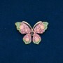 Sale! Butterfly Brooch, Gold-tone Metal, Pink and Turquoise Rhinestones and Pink Beads 34x48mm +