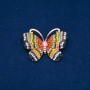 Sale! Butterfly Brooch, Gold-tone Metal, Multicoloured Rhinestones and Bead 34x45mm +