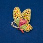 Sale! Butterfly Brooch Gold-Tone Metal, Multicolour Rhinestones 58x52mm +