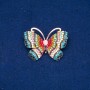 Sale! Butterfly Brooch Gold-Tone Metal, Multicolour Rhinestones and Bead 34x45mm +