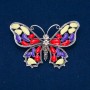 Sale! Butterfly Brooch Silver-Tone Metal, Enamel and White Rhinestones 48x70mm +