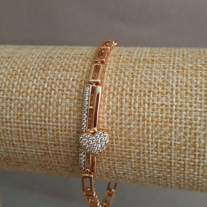 Xuping Bracelet 18K Gold Plating with White Rhinestones, length 17-19cm, thickness 4mm +