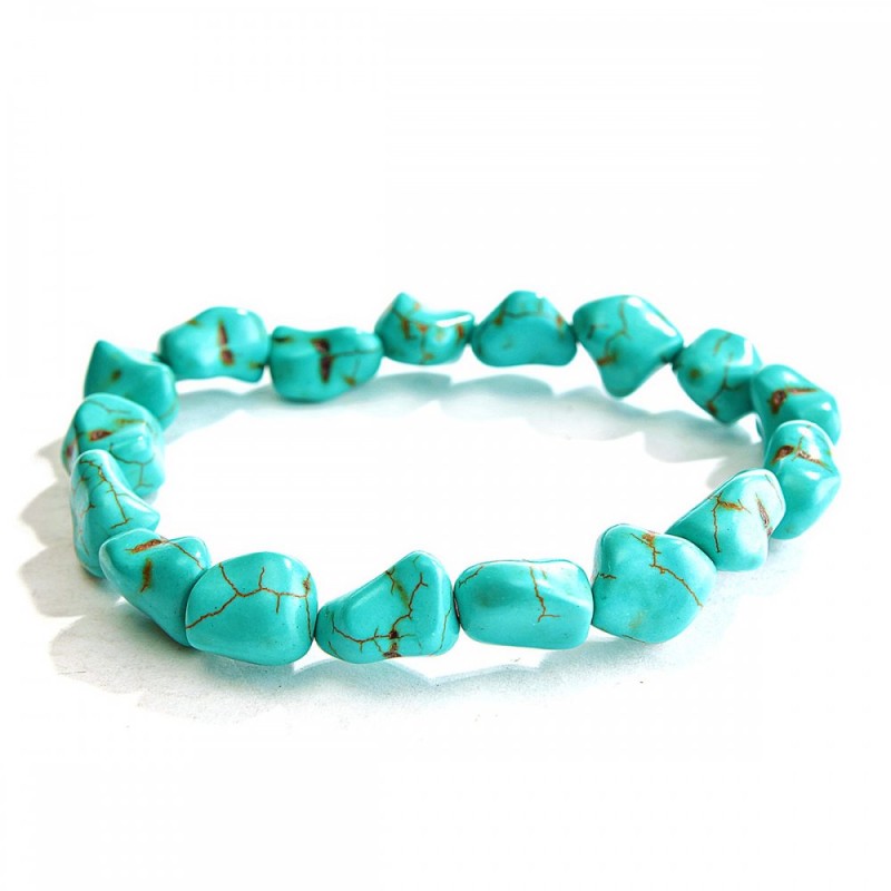 Elastic Green Turquoise Bracelet with Veins "Carving"