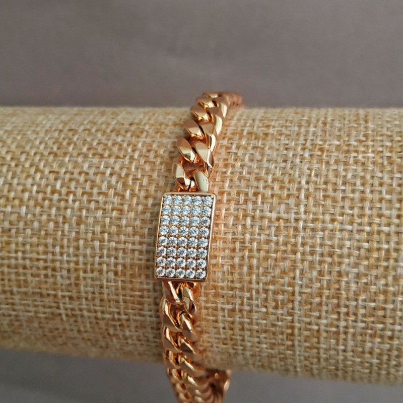 Xuping Bracelet 18K Gold Plating with White Rhinestones, length 17-18cm, thickness 7mm +
