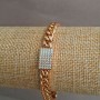 Xuping Bracelet 18K Gold Plating with White Rhinestones, length 17-18cm, thickness 7mm +