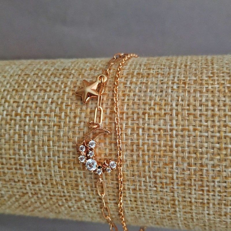 Xuping Bracelet Gold Plating with White Rhinestones 18K, length 16-18cm, thickness 3mm +