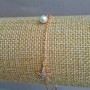 Xuping Bracelet 18K Gold Plating with White Rhinestones and a Bead, length 17-20cm, thickness 1.2mm +