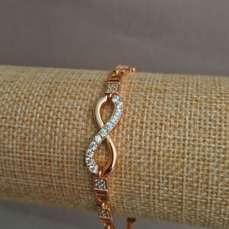 Xuping Bracelet 18K Gold Plating with White Rhinestones, length 17-19cm, thickness 3.7mm +