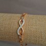 Xuping Bracelet 18K Gold Plating with White Rhinestones, length 17-19cm, thickness 3.7mm +