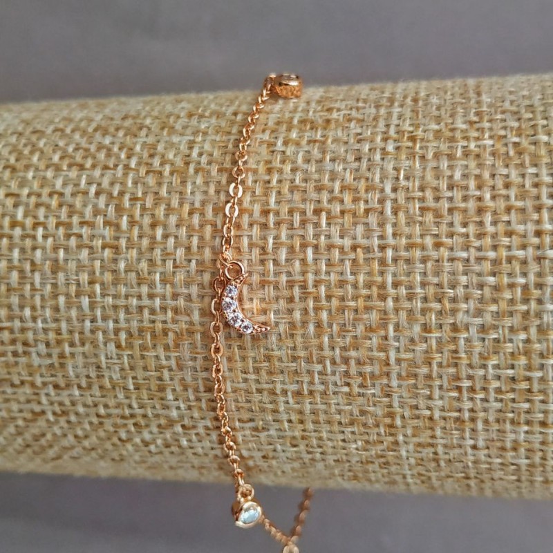Xuping Bracelet 18K Gold Plating with White Rhinestones, length 17-19cm, thickness 1.2mm +