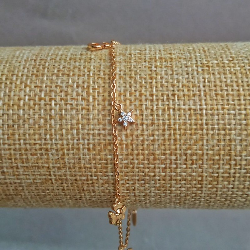 Xuping Bracelet 18K Gold Plating with White Rhinestones, length 19-21cm, thickness 1.2mm+
