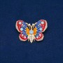 Sale! Butterfly Brooch gold-tone metal, enamel and white, blue, lime green, pink rhinestones 30x45mm +