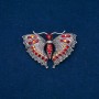 Sale! Butterfly Brooch silver-tone metal, burgundy and petrol rhinestones 35x50mm +