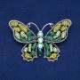 Sale! Butterfly Brooch Silver-Tone Metal, Green, Lime and Petrol Rhinestones 48x71mm +