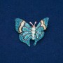 Sale! Butterfly Brooch Gold-Tone Metal, Blue and White Rhinestones and Beads 37x45mm +