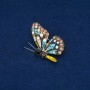 Sale! Butterfly Brooch with Golden Metal and Multicoloured Rhinestones 40×28mm