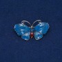 Sale! Brooch Butterfly Silver-tone Metal, Enamel, Blue Crystal 48x27mm +