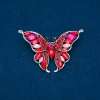 Sale! Silver-coloured butterfly brooch with red, pink and white rhinestones 37x60mm +