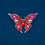 Sale! Silver-coloured butterfly brooch with red, pink and white rhinestones 37x60mm +