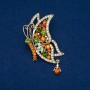 Sale! Butterfly Brooch, Gold-Tone Metal, Gold, Green and Yellow Rhinestones, 38x60mm +