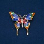 Sale! Butterfly Brooch, Gold-Tone Metal, Enamel and White Rhinestones, 48x54mm +