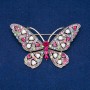 Sale! Butterfly Brooch, Gold-Tone Metal, Multicoloured Rhinestones, 46x70mm +