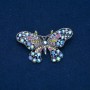 Sale! Butterfly Brooch, Dark Silver-Tone Metal, Multicolour Rhinestones 32x60mm +