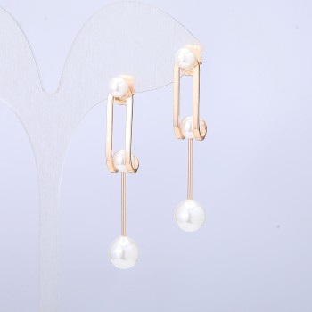 Xuping Earrings 18K Gold Plated with Majorica Pearl, diameter 47x6mm +