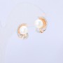 Xuping Earrings 18K Gold-Plated with White Rhinestones and Majorca Pearls, Diameter 15x11mm +