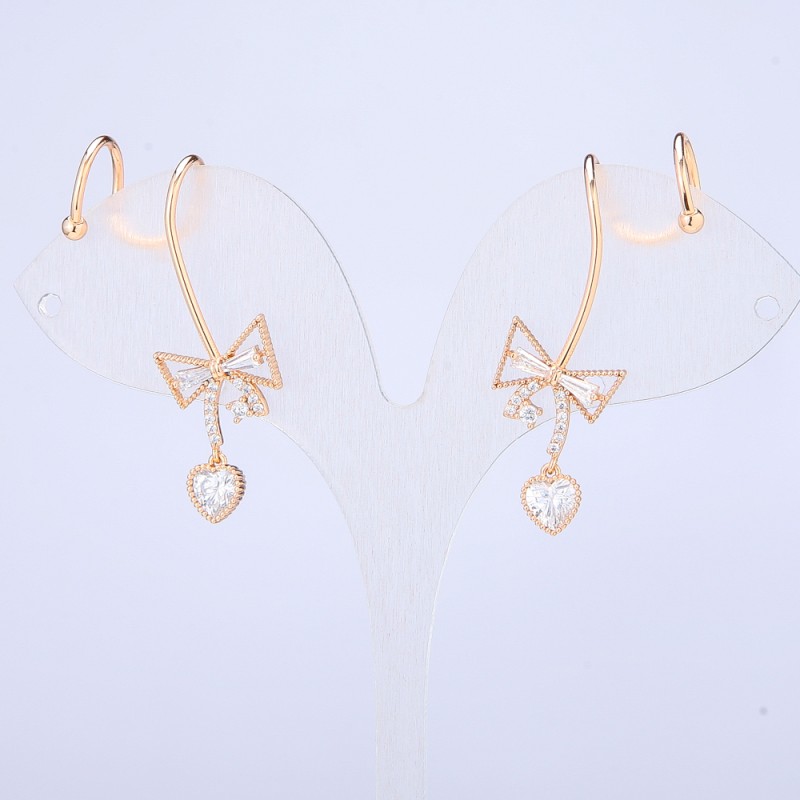 Xuping Ear Cuff 18K Gold-Plated White Rhinestones, Length 40mm +