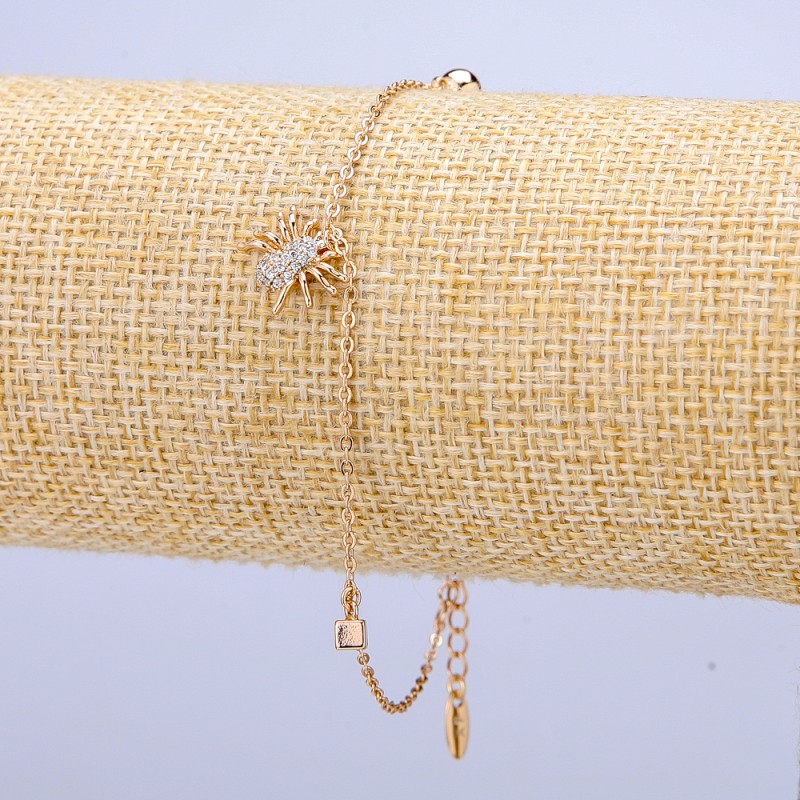 Xuping Bracelet 18K Gold-Plated with White Rhinestones, Thickness 1mm +-, Length 18-21cm +