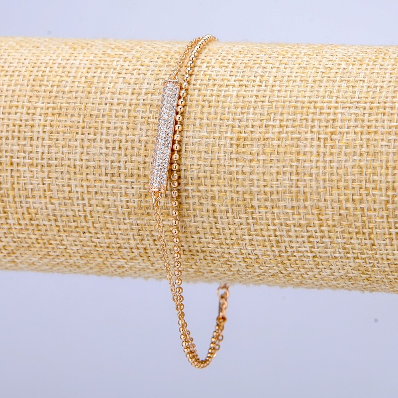 Xuping Bracelet 18K Gold-Plated with White Rhinestones, Thickness 3mm +-, Length 18-21cm +