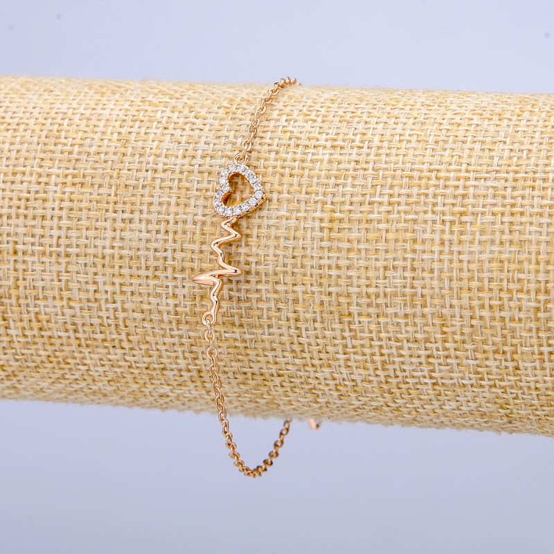 Xuping Bracelet 18K Gold-Plated with White Rhinestones, Thickness 1mm +-, Length 17-20cm +