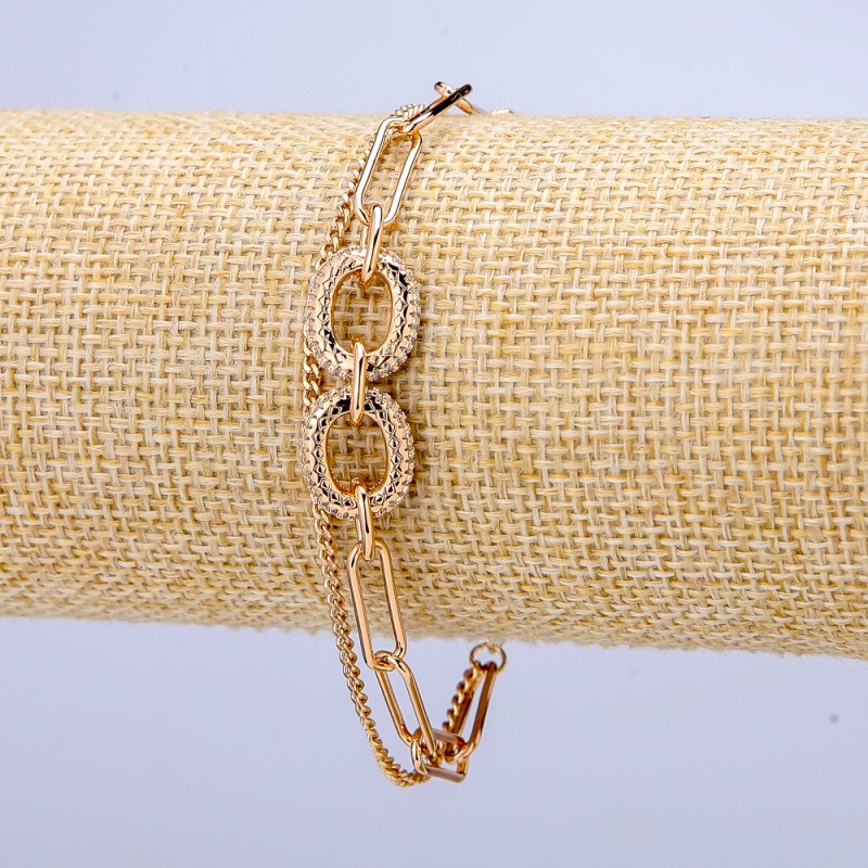 Xuping Bracelet 18K Gold-Plated with White Rhinestones, Thickness 7mm +-, Length 16-19cm +