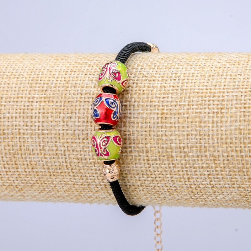Xuping Bracelet 18K Gold Plated Butterfly Beads on Cord, thickness 3mm+/-, diameter 10mm+/-, length 18-22cm+