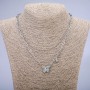 Xuping Chain with Rhodium Pendant and White Rhinestone, thickness 4mm+/- and 1.7mm+/-, length 46cm+