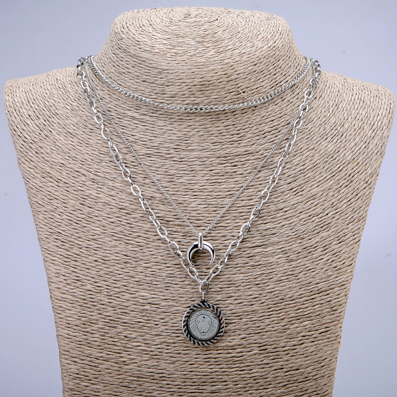 Xuping Chain with Rhodium Pendants, thickness 4mm+/-, 3mm+/- and 1.4mm+/-, L (max) -52cm+